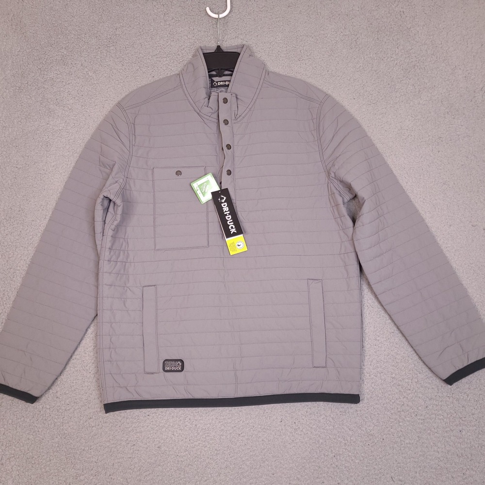 Dri Duck Water Resistant Jacket Pullover Mens Medium Keystone Gray Quilted NWT